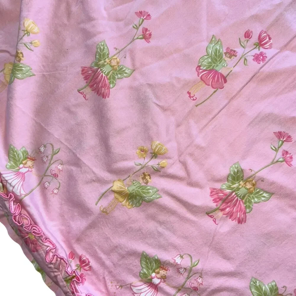 Whistle and wind pink fairy ruffle border 2 shams and duvet cover full size girl